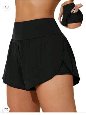 NWT Black Active Board / Swim Shorts with Inner Pocket